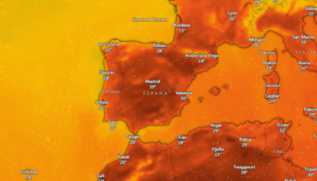 Mapa de la temperatura de España este viernes 4 de septiembre. (Windy)