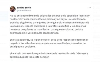 Sandra Borda expresó su descontento