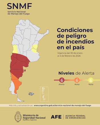Riesgo de incendios en Argentina