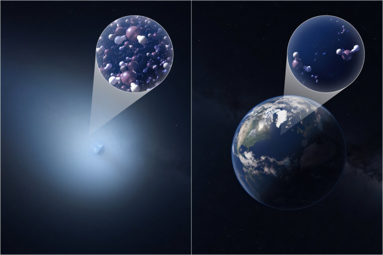 Los datos del cometa no prueban vida extraterrestre, pero muestran que los ingredientes químicos de la vida existen más allá del sistema solar - Crédito: NSF/AUI/NSF NRAO/M.Weiss