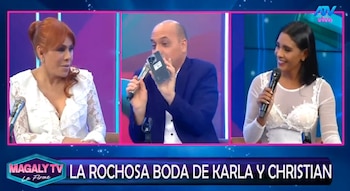 “Não acredito em mudanças”: pergunta Metiche a Christian Domínguez depois de seu casamento com Karla Tarazona. Captação: Magaly TV La Firme.