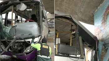 Corredor Morado queda destrozado tras chocar contra una columna de Línea 1 del Metro de Lima: hay nueve heridos