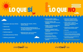 Los asistentes a “Colombia: Voces por la Vida” podrán ingresar con bloqueador solar, gafas de sol, impermeable, celulares y powerbanks, bajo las condiciones fijadas por los organizadores, como medidas máximas para morrales, bolsos pequeños y bolsas de mano - crédito @viveclaro_co/Instagram