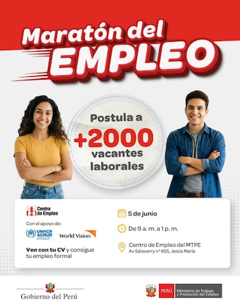 La jornada comenzará a partir de las 9 horas - Créditos: MTPE.