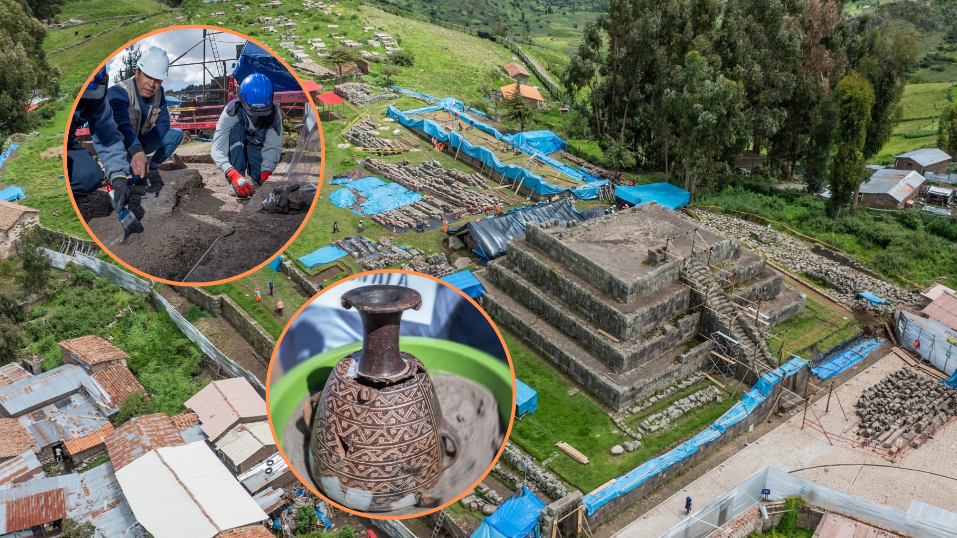 Hallan una segunda vía de acceso a la penúltima plataforma, que habría sido usada por el Sapa Inka en ceremonias políticas y religiosas. Composición: Infobae