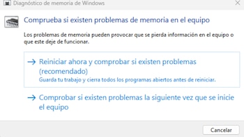 Diagnóstico de memoria de Windows.