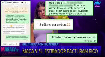 Macarena Vélez y Juan Ichazo ahora facturan juntos: Esta es la fuerte suma en dólares que piden por animar eventos. Infobae Perú / Captura TV - Magaly TV La Firme