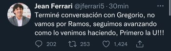 Tweet de Jean Ferrari