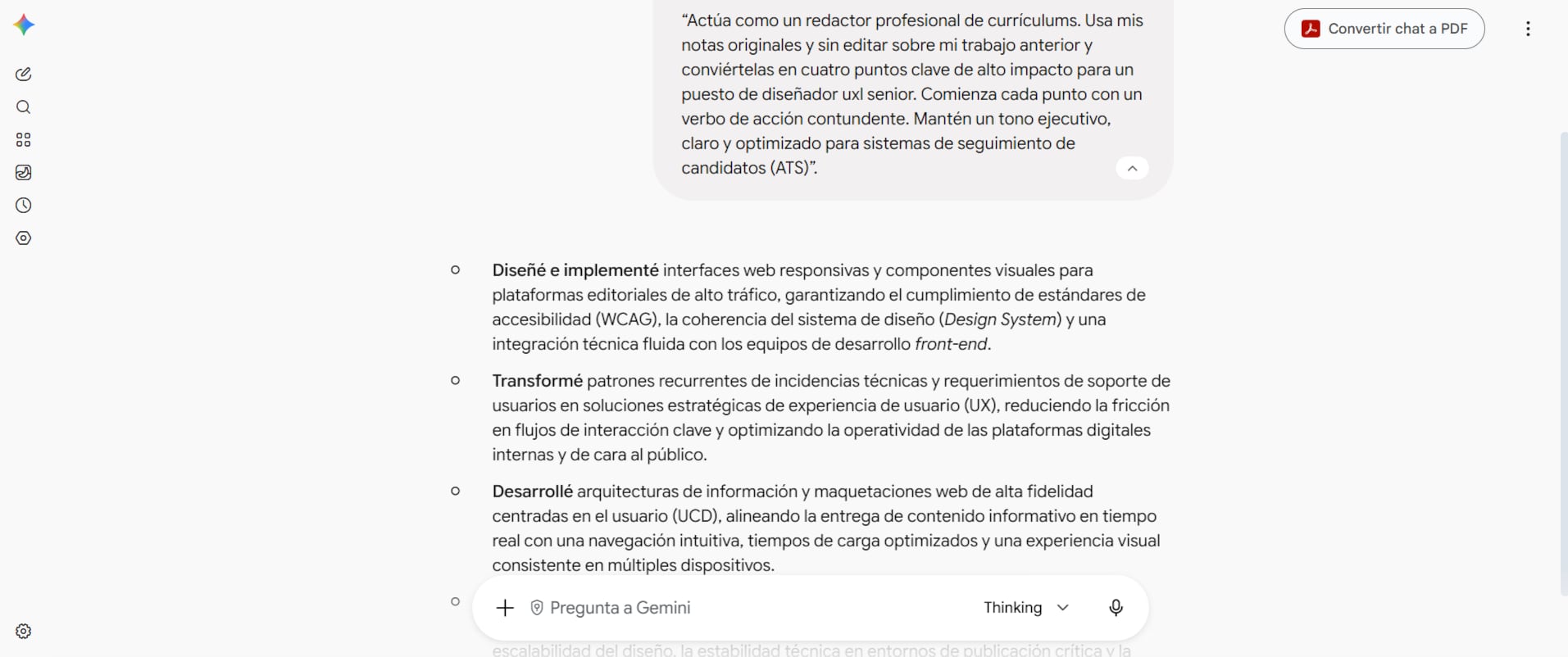 La instrucción permite convertir notas sin editar en cuatro logros relevantes para un puesto determinado. (Google)