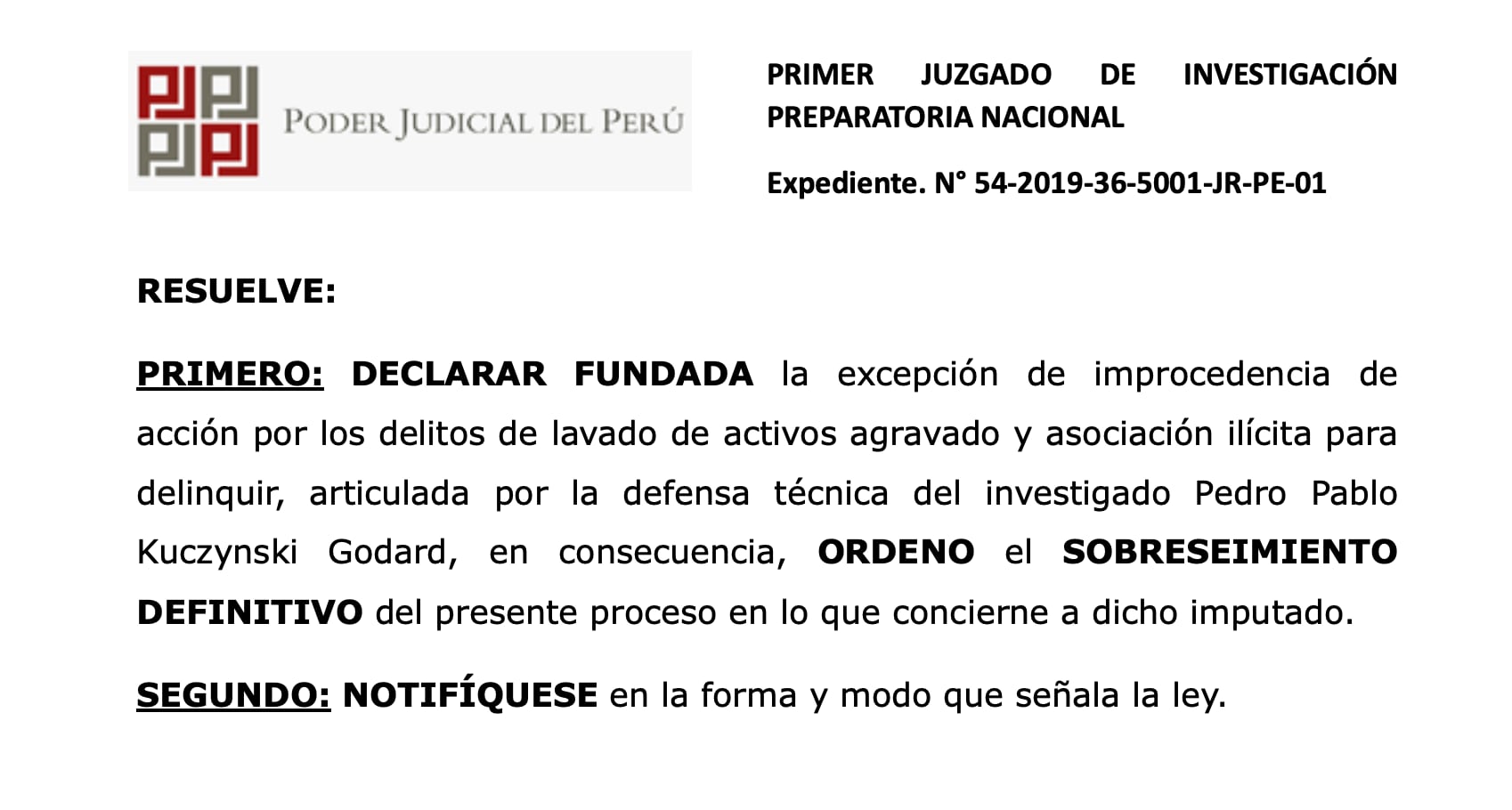 PJ archiva proceso contra PPK por aporte de Odebrecht a su campaña presidencial de 2011