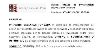 PJ archiva proceso contra PPK por aporte de Odebrecht a su campaña presidencial de 2011