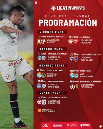 Programación fecha 8 del Torneo