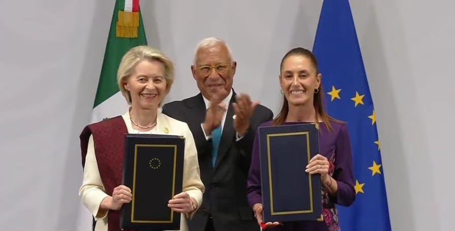Claudia Sheinbaum firma acuerdo con la Unión Europea.