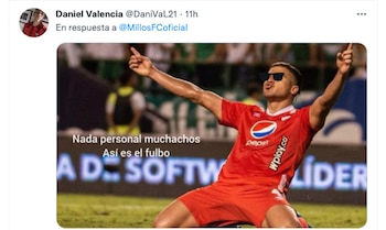Memes del partido entre Millonarios y América (Liga BetPlay 2022-1, fecha 14). Captura de pantalla