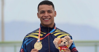 Jhon Tascón le dio la medalla de oro a Colombia en patinaje, durante los Juegos Suramericanos 2026 - crédito COC