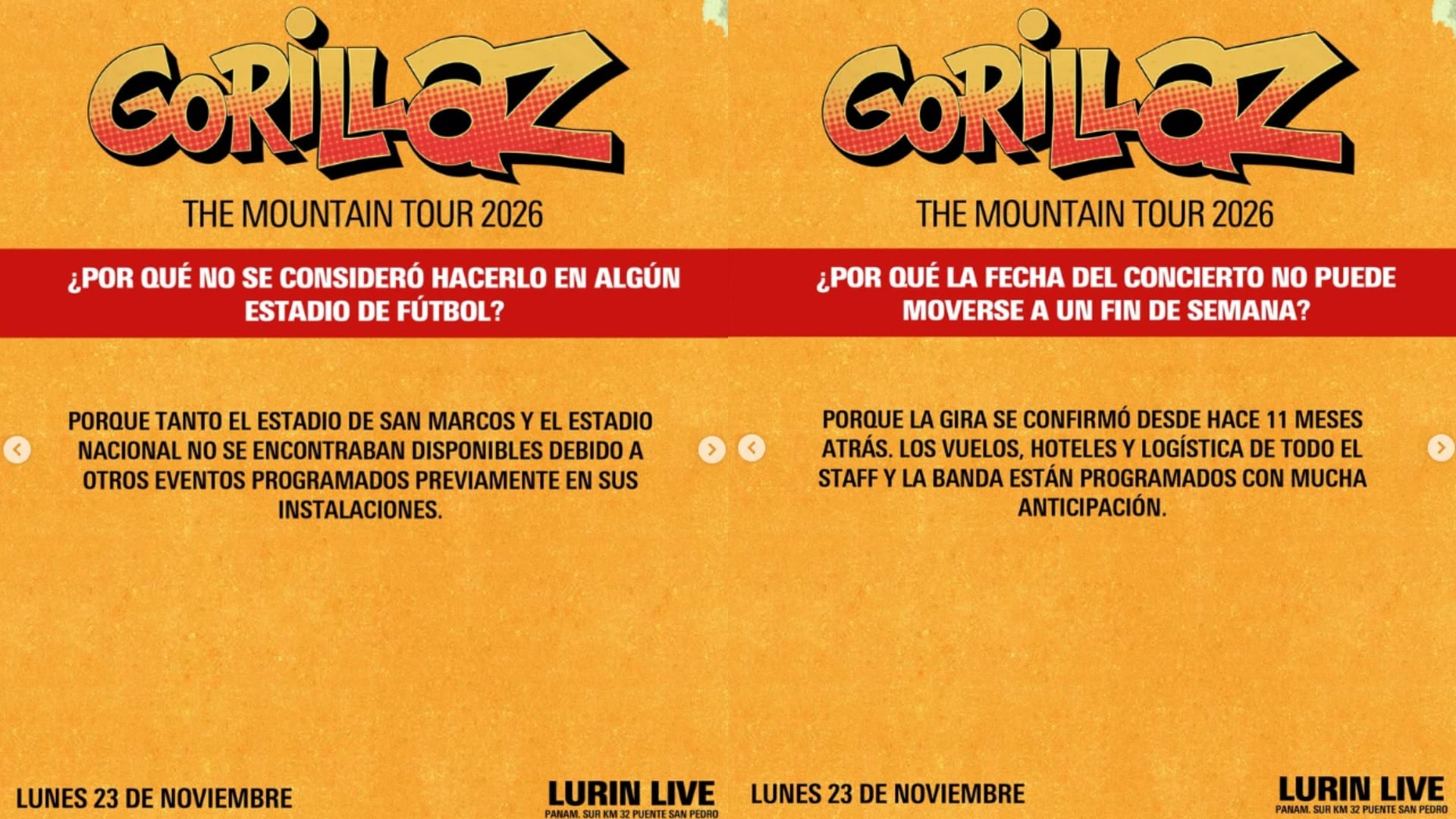 Gorillaz en Lurín Live: preguntas frecuentes de los asistentes al concierto. One Entertainment / Instagram