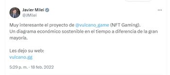 Milei promocionó Vulcano Game, otro