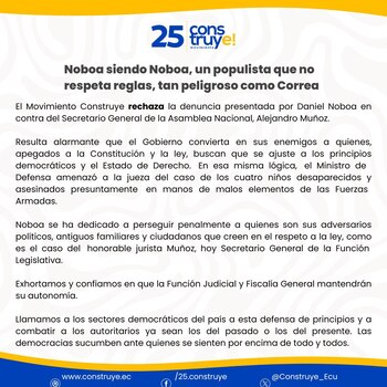 El comunicado de Construye.