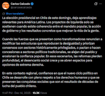 Carlos Caicedo señaló que los