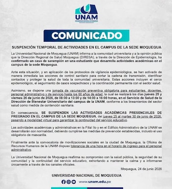Comunicado de la Universidad Nacional de Moquegua