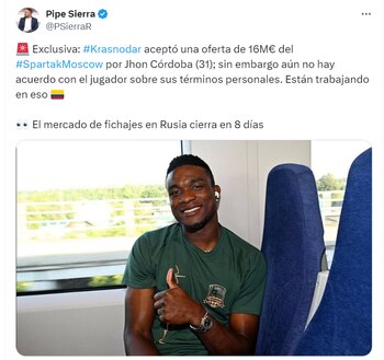 El delantero cafetero estaría muy