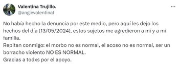 También se disculpó por las groserías que dijo en el video, pero sostuvo que fue su único método de defensa - crédito @angievalentinat / X