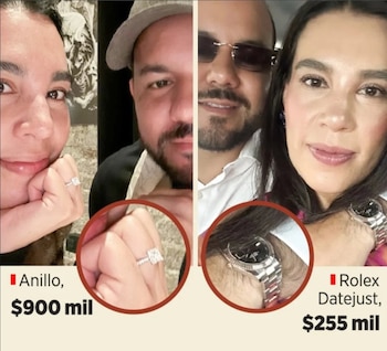 Anillos y relojes costosos marcan la vida de la secretaria de Turismo y su pareja, quien es funcionario ambiental de Tlaxcala.
Crédito: Reforma