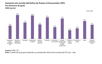 Alimentos y bebidas no alcohólicas fue la división de gasto con mayor variación en el año corrido de 2026 - crédito Dane