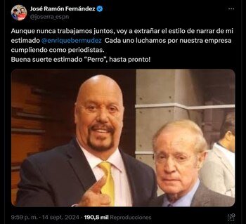 José Ramón Fernández dedica emotivo