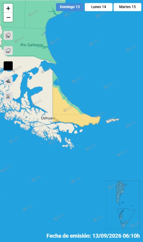 Alertas por nevadas en Tierra del Fuego