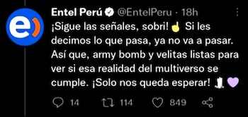 Publicación de Entel sobre BTS. (Foto: Twitter)