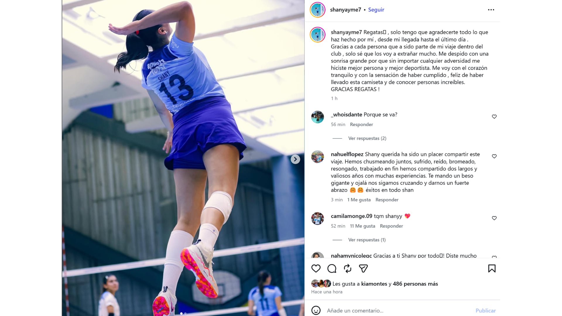 El mensaje de despedida de Shanaiya Aymé tras dos años en Regatas. Crédito: Captura