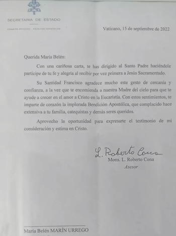 Respuesta del Papa Francisco a