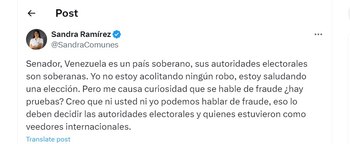 Sandra Ramírez le responde a