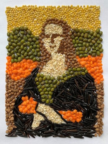 Lentejas y arroz para adornar,