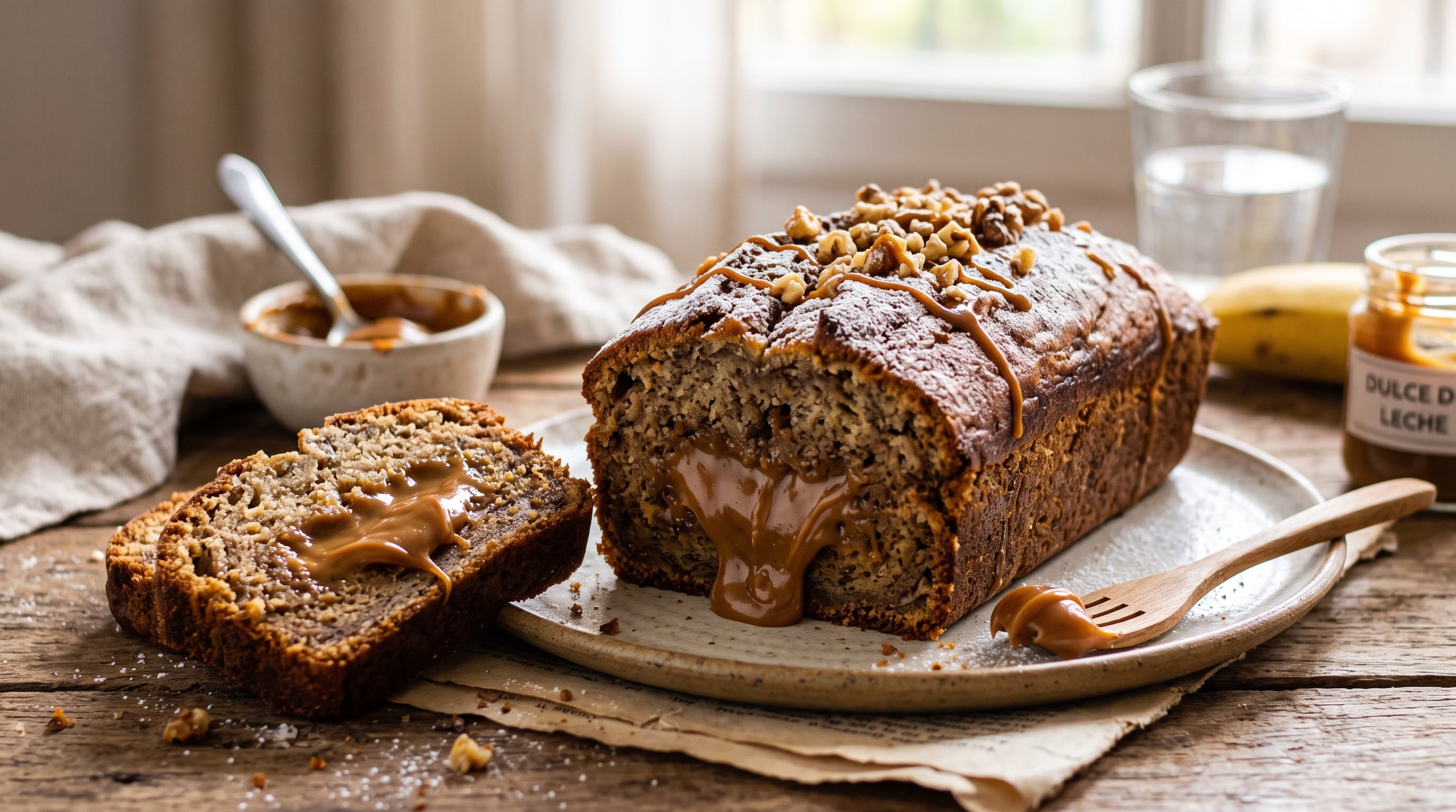 El budín utiliza bananas maduras e incluye un centro de dulce de leche repostero saborizado con canela (Imagen Ilustrativa Infobae)