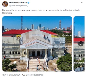 Avanza adecuación de sede presidencial en Barranquilla antes de la posesión de De la Espriella - crédito @deimerespinoza_/X