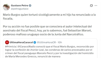 El presidente Gustavo Petro criticó duramente a Mario Burgos, tras la noticia de su renuncia a la Fiscalía - crédito @petrogustavo/X