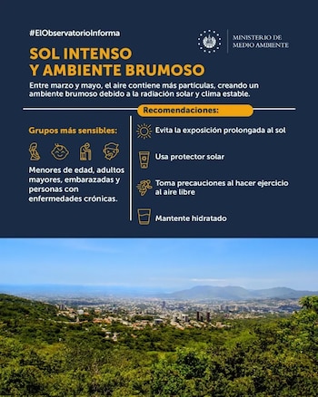 El ingreso del polvo del Sahara a partir de este 10 de mayo propiciará un ambiente brumoso y estable que impedirá la llegada de lluvias (Cortesía MARN).