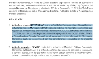 JEE Tumbes determina que Rafael