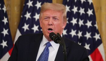El presidente de Estados Unidos, Donald Trump, durante un evento en la Casa Blanca sobre el envío de agentes federales a ciudades del país para combatir la violencia, en Washington, Julio 22, 2020. REUTERS/Leah Millis