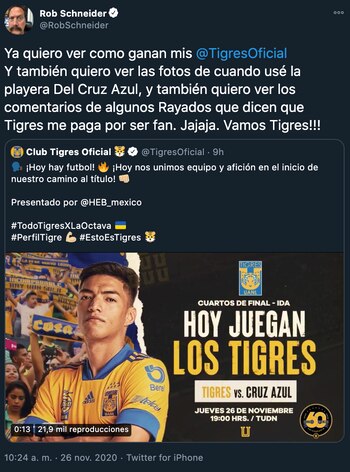 Twitter Rob Schneider (Foto: Twitter@RobSchneider)