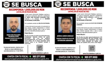 Fichas de recompensas por El Fiera y El Coreano. Crédito: FGET