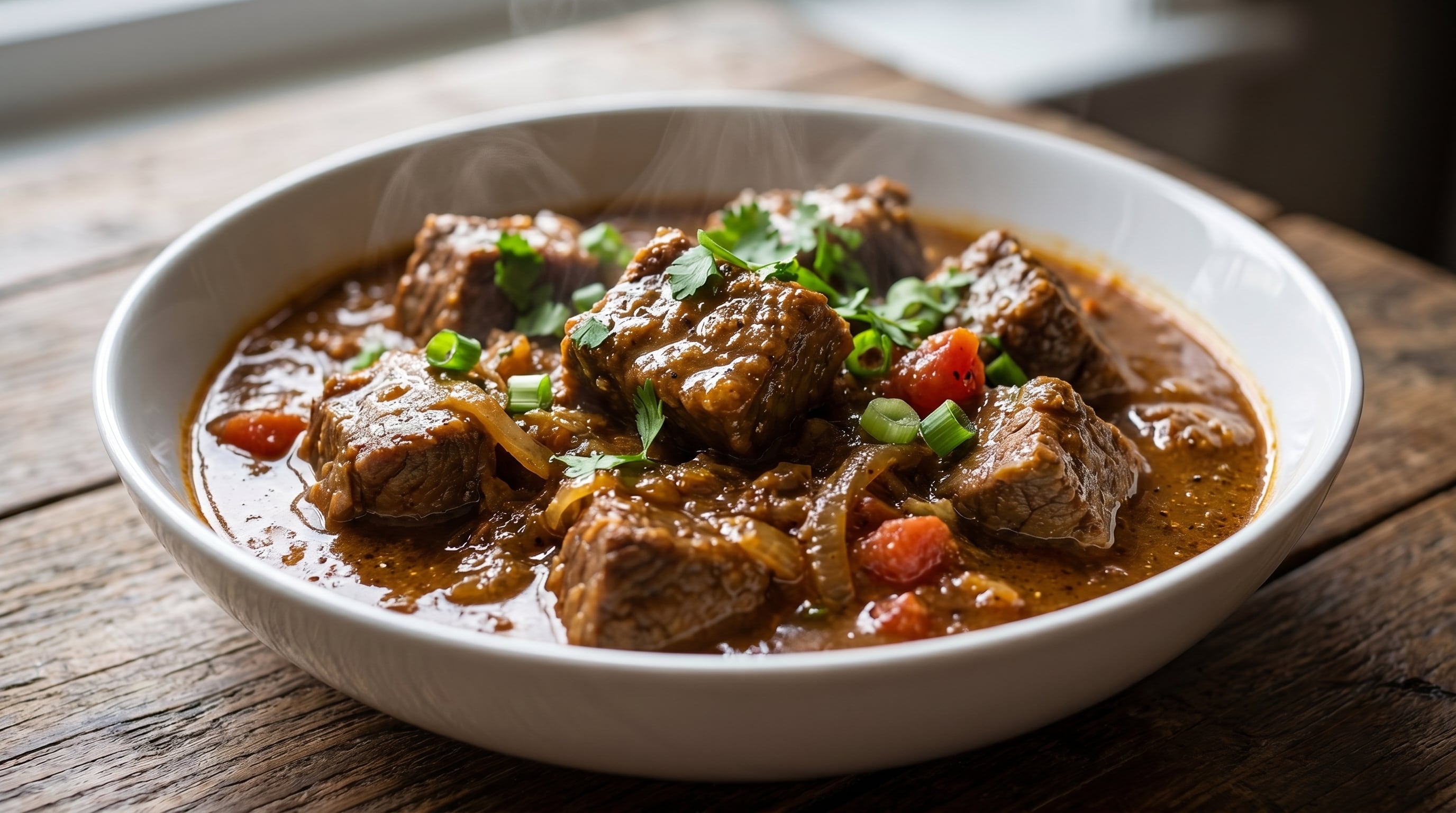 El guiso de carne al curry permite personalizar el nivel de picor y sumar ingredientes opcionales como papa y perejil (Imagen Ilustrativa Infobae)