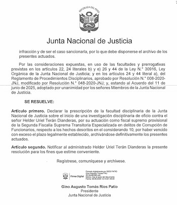 JNJ archiva investigación contra Uriel