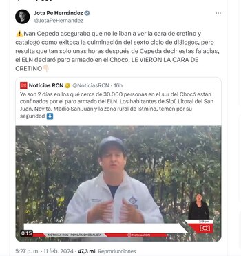 Jota Pe Hernández arremete en