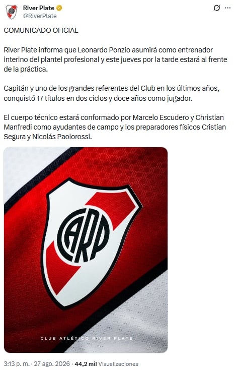 Comunicado River Plate