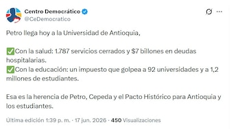 Centro Democrático prende el debate con duras cifras sobre la gestión de Petro - crédito @CeDemocratico/X