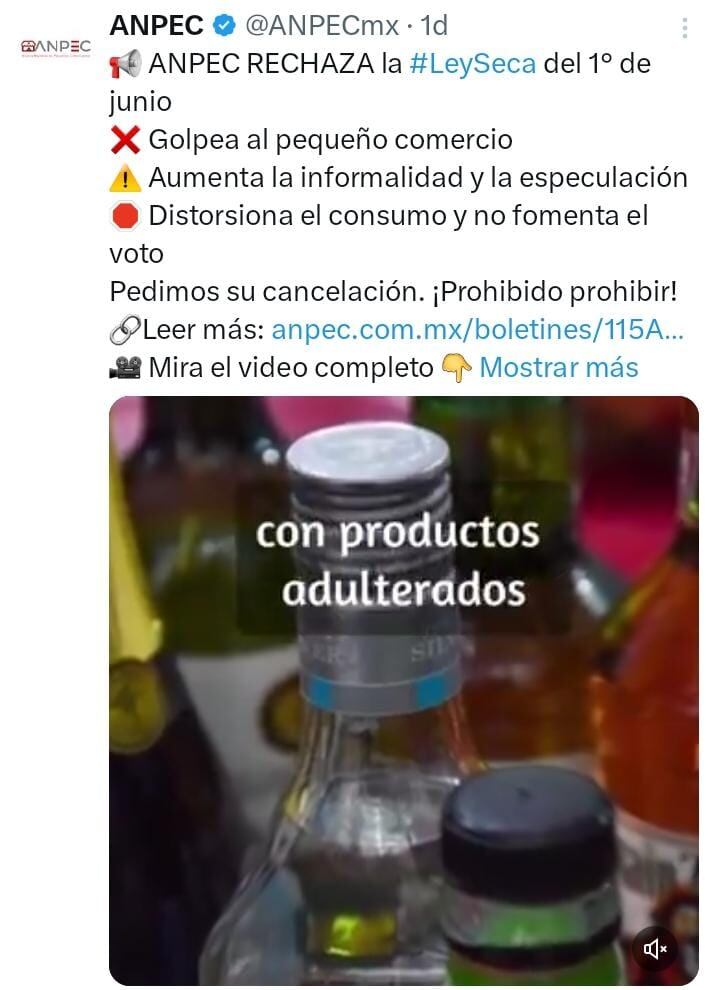 ANPEC rechaza ley seca en CDMX