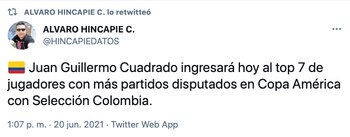 Dato de Álvaro Hincapié sobre